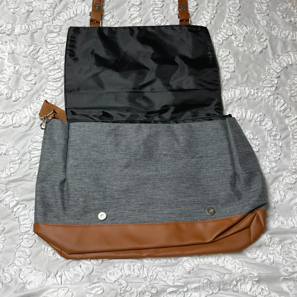 Prestige 20x13 Grey‎ Messenger Bag Faux Leather Adjustable Strap Handles READ